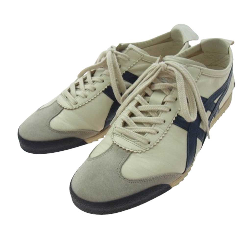 ONITSUKA TIGER オニツカタイガー 1181A435 MEXICO66 DELUXE メキシコ66 ローカット スニーカー ホワイト系 ブルー系 25.5cm【中古】