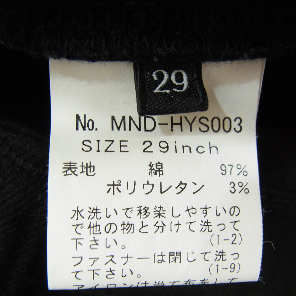 HYSTERIC GLAMOUR ヒステリックグラマー MND-HYS003 ×MINEDENIM F.Black STR 5pocket OWS マインデニム ブラック デニム パンツ ブラック系 29【中古】