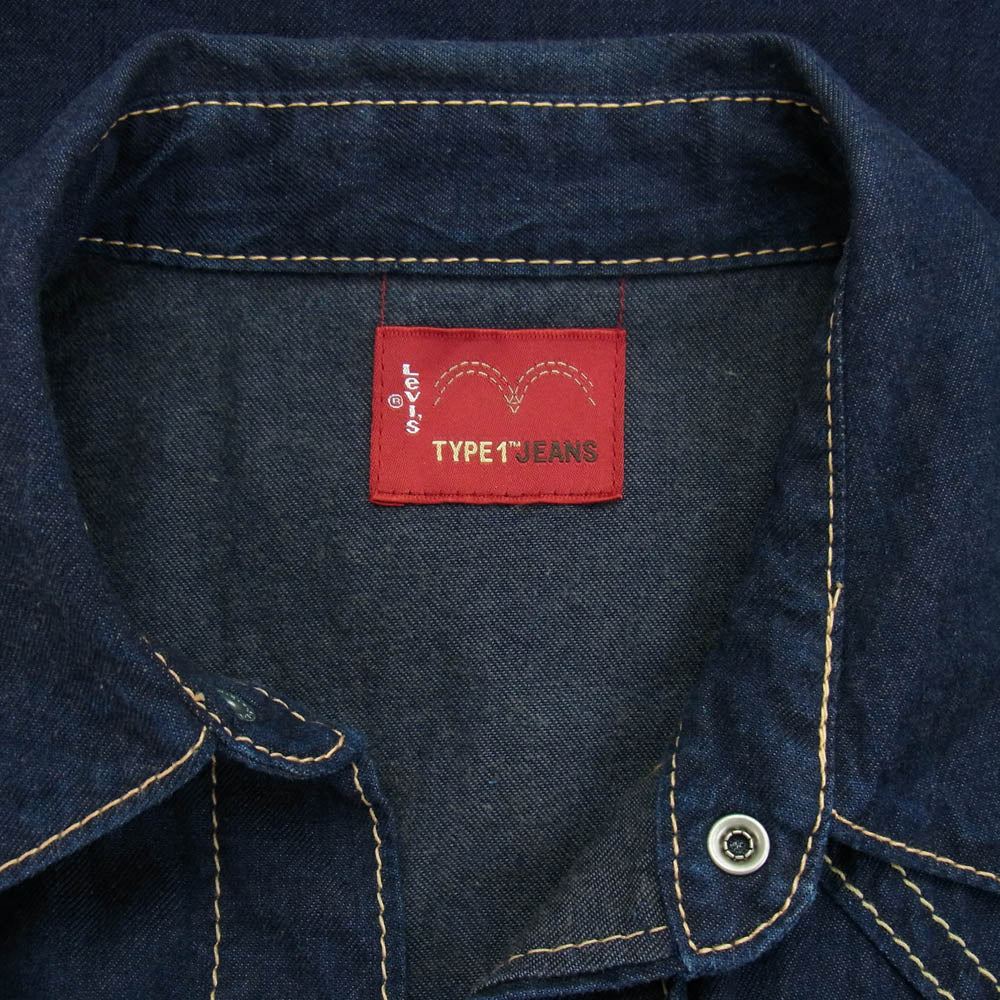 Levi's リーバイス TYPE1 JEANS 長袖 デニム ウエスタン シャツ インディゴブルー系 M【中古】