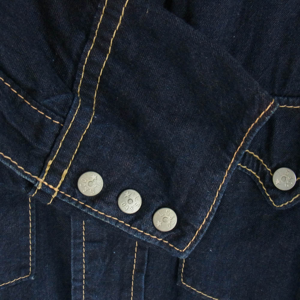 Levi's リーバイス TYPE1 JEANS 長袖 デニム ウエスタン シャツ インディゴブルー系 M【中古】