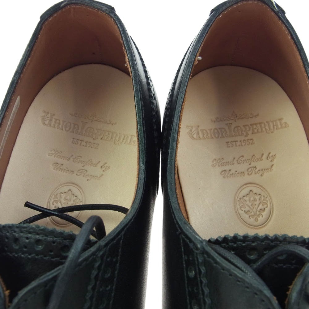 ユニオンインペリアル U2002-10 Semi Brogue Oxford セミブローグ オックスフォード レースアップ レザー シューズ ブラック系 8【新古品】【未使用】【中古】