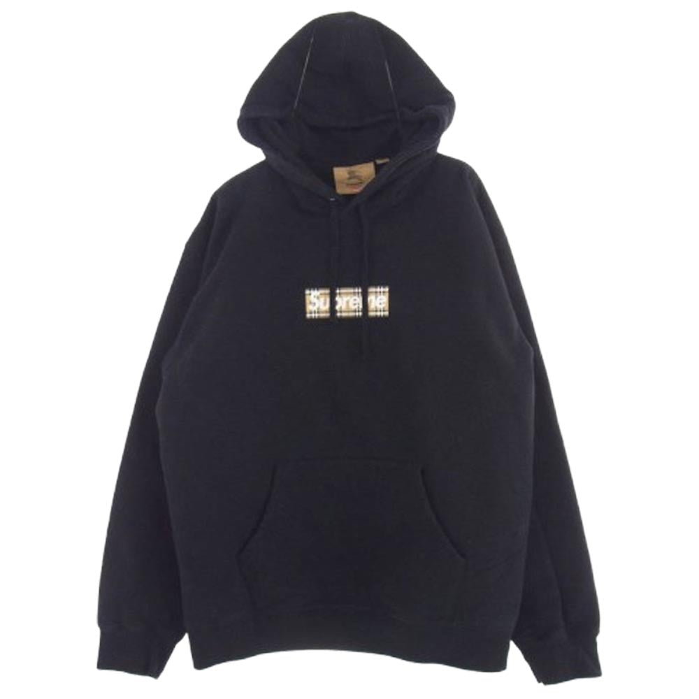 Supreme シュプリーム 22SS Burberry Box Logo Hooded Sweatshirt バーバリー ボックス ロゴ フーディー スウェットシャツ パーカー ブラック系 XL【中古】