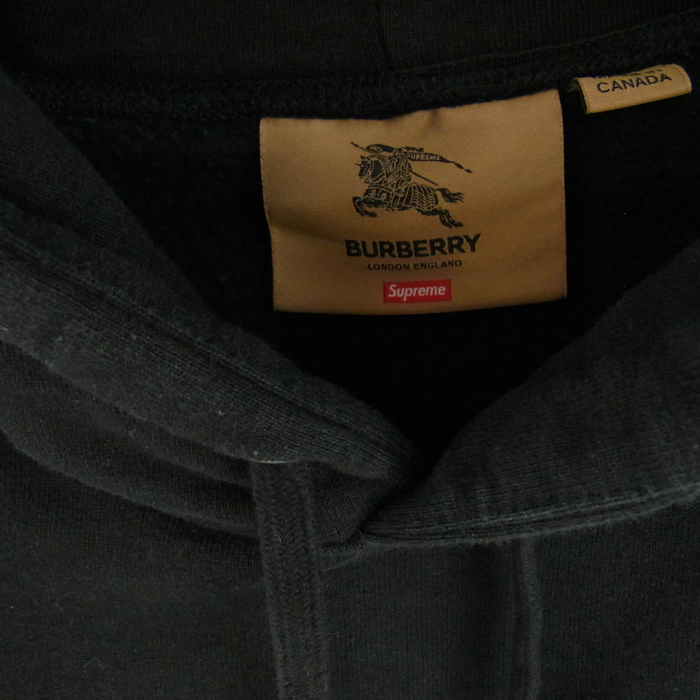 Supreme シュプリーム 22SS Burberry Box Logo Hooded Sweatshirt バーバリー ボックス ロゴ フーディー スウェットシャツ パーカー ブラック系 XL【中古】
