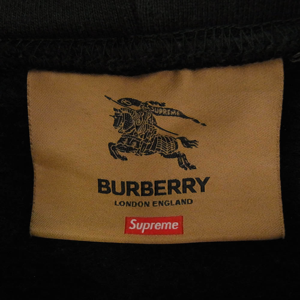Supreme シュプリーム 22SS Burberry Box Logo Hooded Sweatshirt バーバリー ボックス ロゴ フーディー スウェットシャツ パーカー ブラック系 XL【中古】