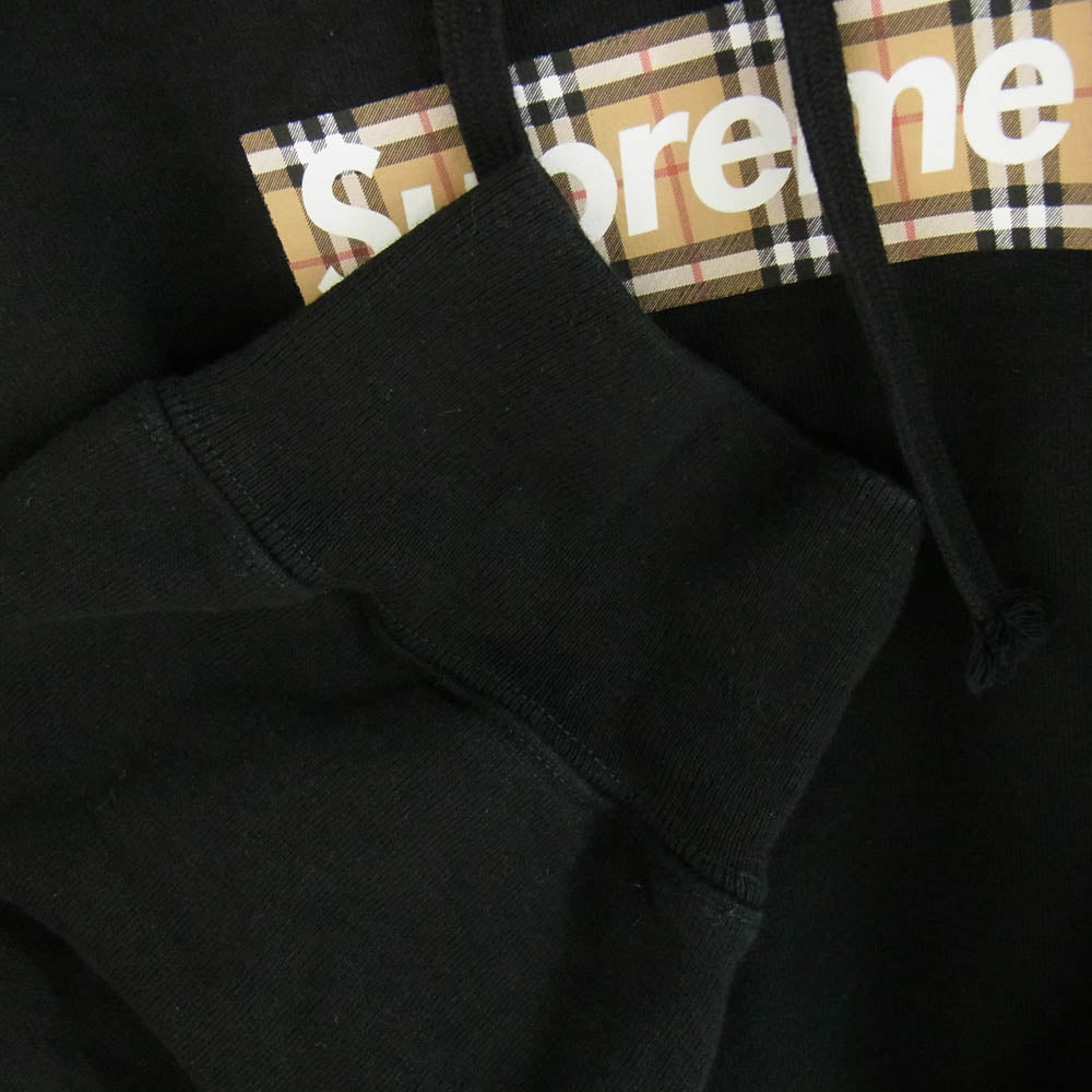 Supreme シュプリーム 22SS Burberry Box Logo Hooded Sweatshirt バーバリー ボックス ロゴ フーディー スウェットシャツ パーカー ブラック系 XL【中古】