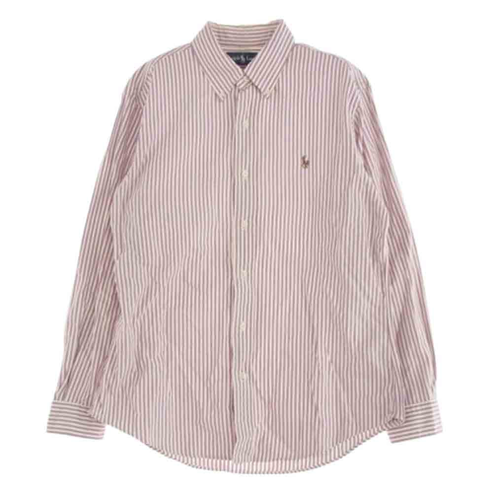 RALPH LAUREN ラルフローレン CUSTOM FIT ストライプ  BD シャツ パープル系 L【中古】