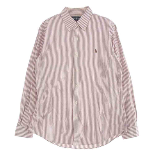 RALPH LAUREN ラルフローレン CUSTOM FIT ストライプ  BD シャツ パープル系 L【中古】