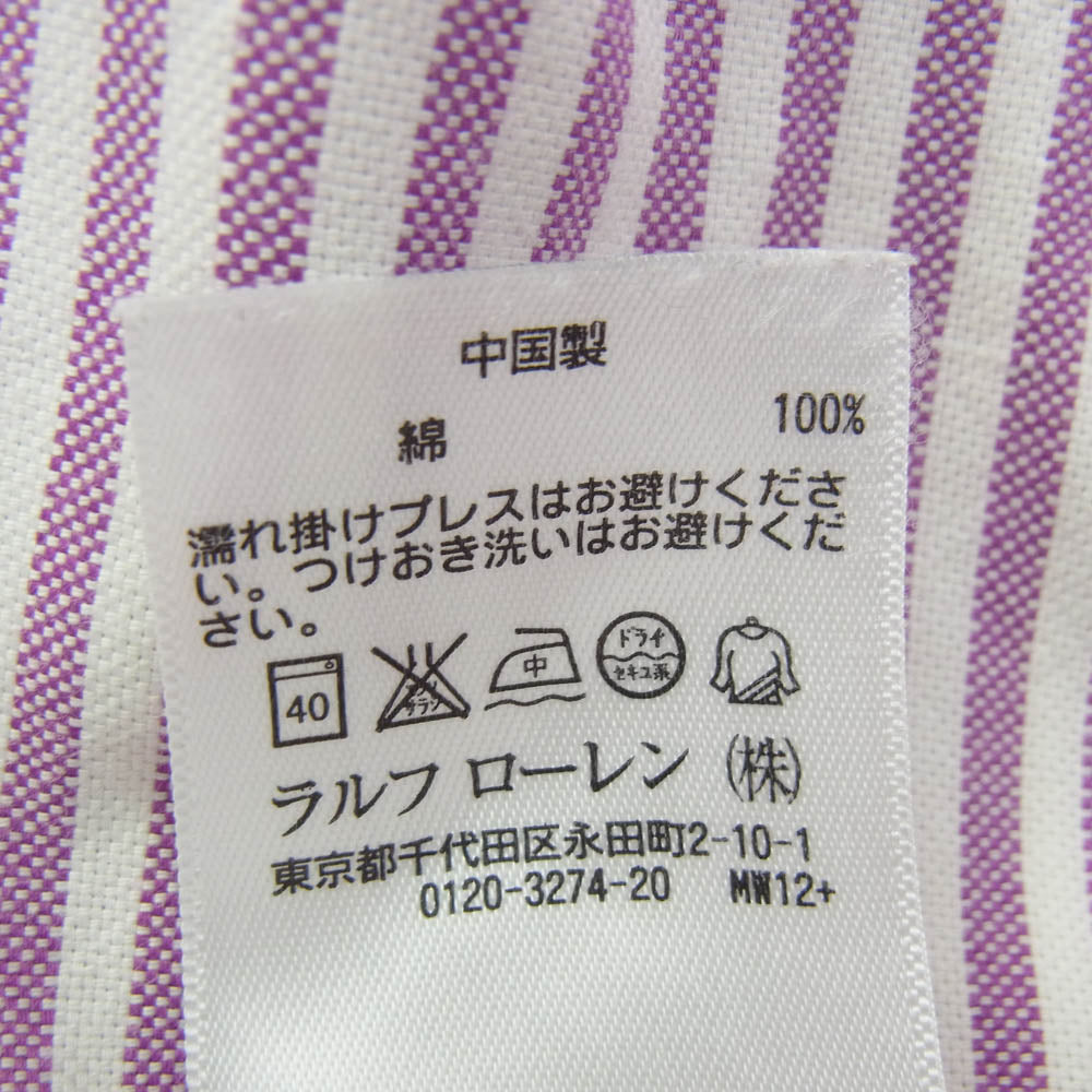 RALPH LAUREN ラルフローレン CUSTOM FIT ストライプ  BD シャツ パープル系 L【中古】