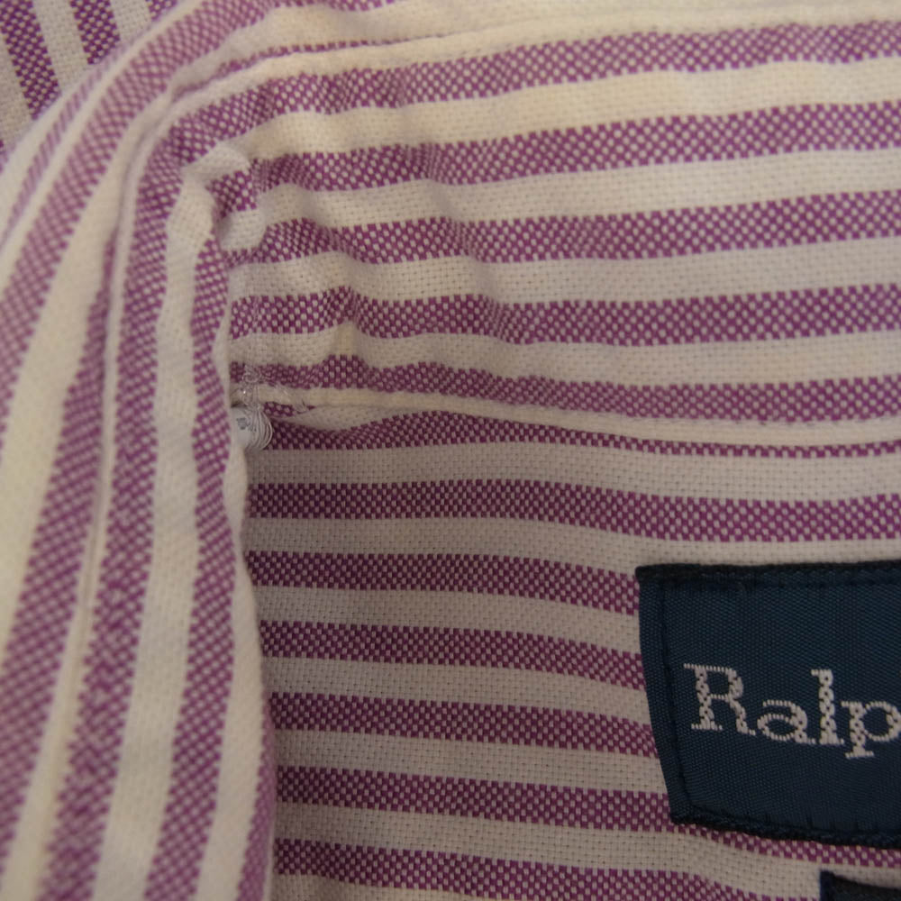 RALPH LAUREN ラルフローレン CUSTOM FIT ストライプ  BD シャツ パープル系 L【中古】
