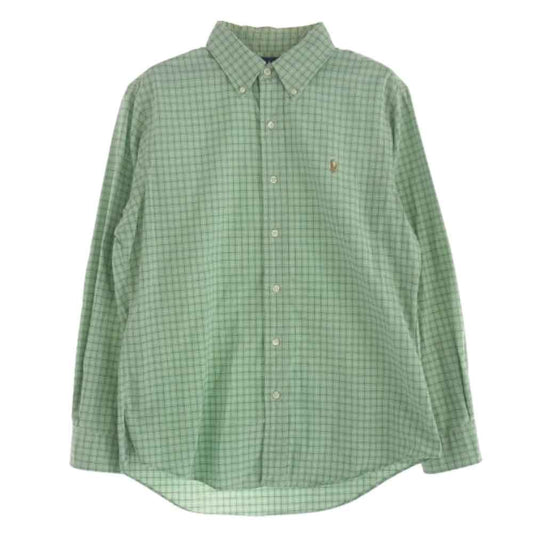 RALPH LAUREN ラルフローレン CUSTOM FIT チェック BD シャツ グリーン系 L【中古】