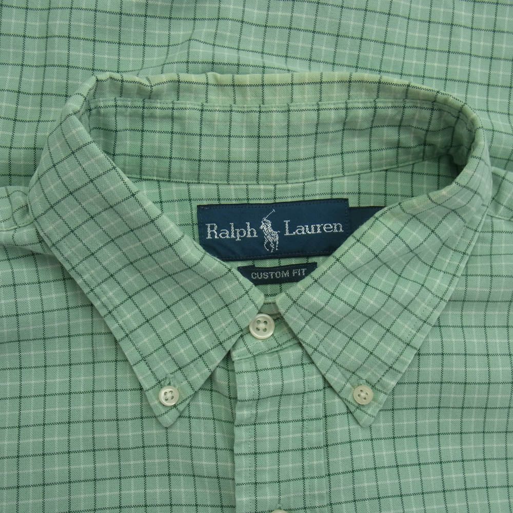 RALPH LAUREN ラルフローレン CUSTOM FIT チェック BD シャツ グリーン系 L【中古】