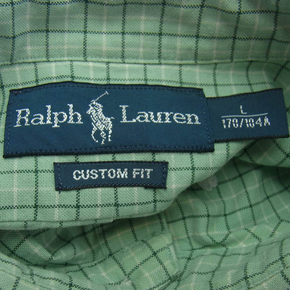 RALPH LAUREN ラルフローレン CUSTOM FIT チェック BD シャツ グリーン系 L【中古】