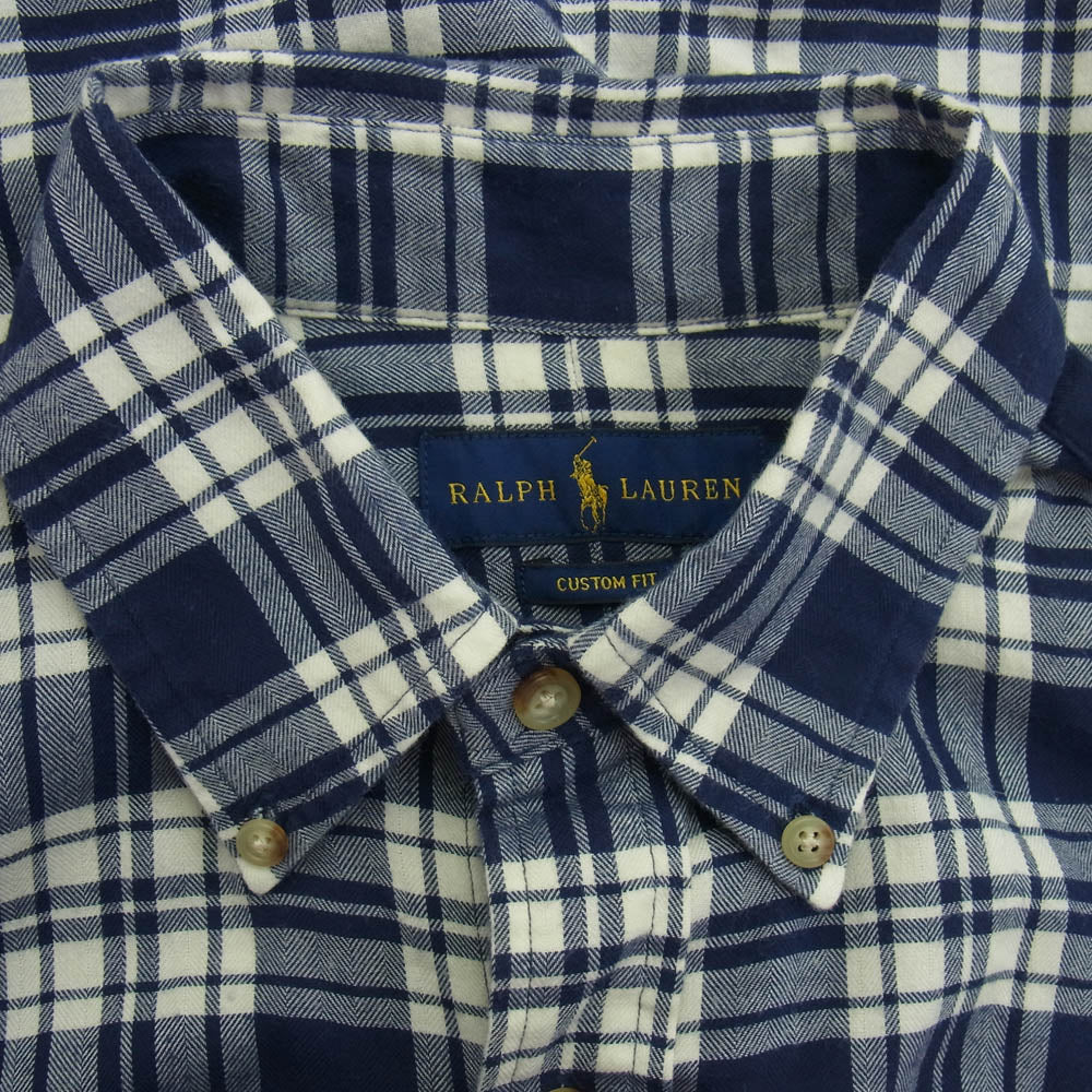 RALPH LAUREN ラルフローレン CUSTOM FIT チェック BD シャツ ブルー系 M【中古】