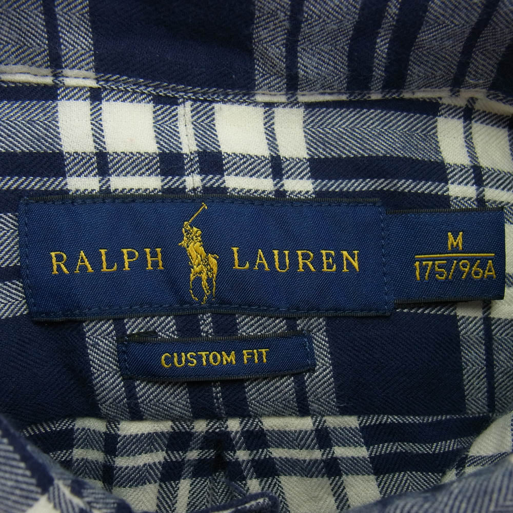 RALPH LAUREN ラルフローレン CUSTOM FIT チェック BD シャツ ブルー系 M【中古】