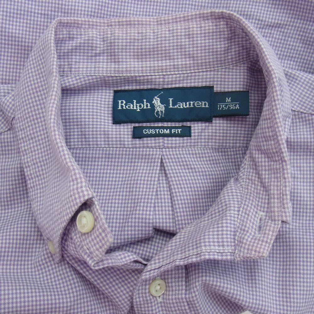 RALPH LAUREN ラルフローレン CUSTOM FIT ギンガム チェック BD シャツ パープル系 M【中古】