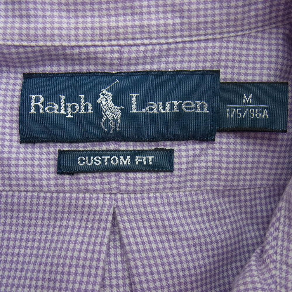 RALPH LAUREN ラルフローレン CUSTOM FIT ギンガム チェック BD シャツ パープル系 M【中古】