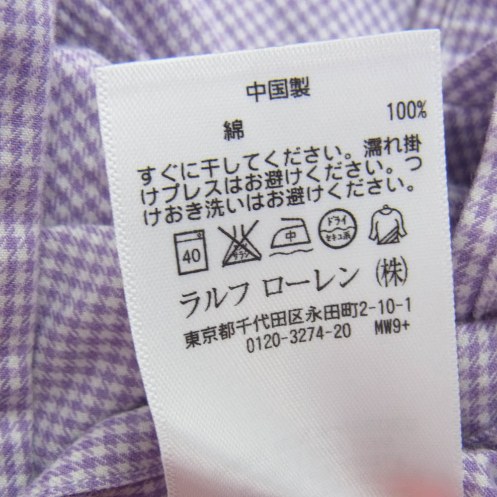 RALPH LAUREN ラルフローレン CUSTOM FIT ギンガム チェック BD シャツ パープル系 M【中古】