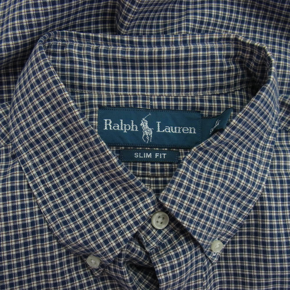RALPH LAUREN ラルフローレン CUSTOM FIT チェック BD シャツ ブルー系 M【中古】