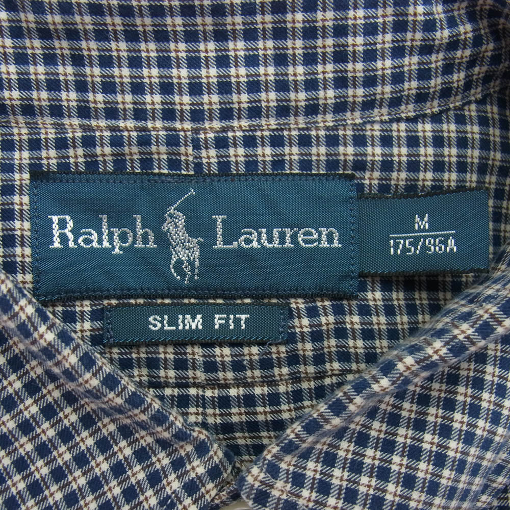 RALPH LAUREN ラルフローレン CUSTOM FIT チェック BD シャツ ブルー系 M【中古】