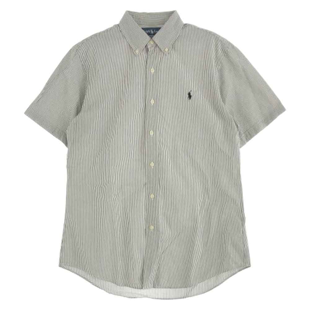 RALPH LAUREN ラルフローレン CUSTOM FIT シアサッカー ストライプ BD シャツ グレー系 M【中古】
