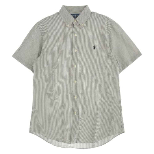 RALPH LAUREN ラルフローレン CUSTOM FIT シアサッカー ストライプ BD シャツ グレー系 M【中古】