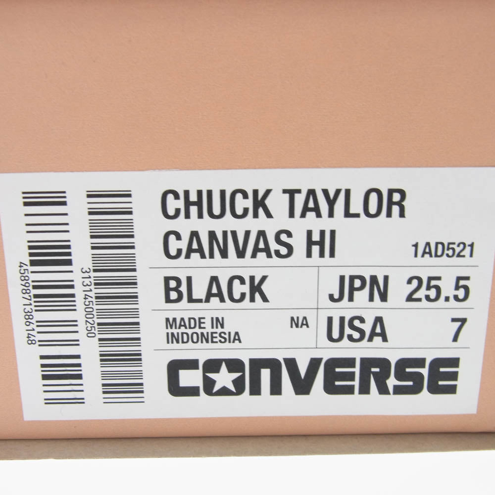CONVERSE コンバース 25SS 1AD521 CHUCK TAYLOR CANVAS HI チャックテイラー キャンバス ハイカット スニーカー ブラック系 25.5cm【美品】【中古】