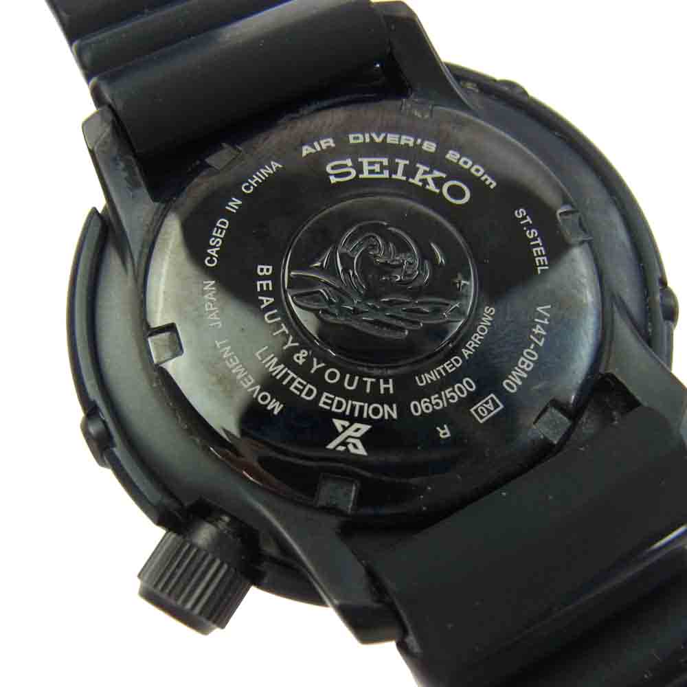 SEIKO セイコー V147-0BM0 UNITED ARROWS BEAUTY&YOUTH 別注 500本限定 プロスペックス ソーラー腕時計 ブラック系【中古】