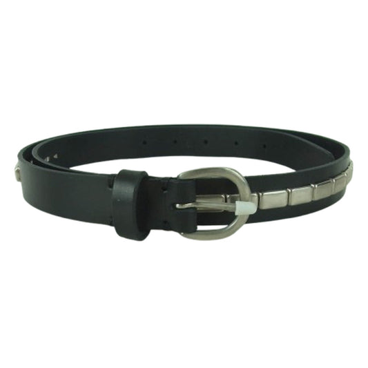 オヴィー DECI デシ Bridle studs narrow belt ブライドル スタッズ ベルト ブラック系 L【美品】【中古】