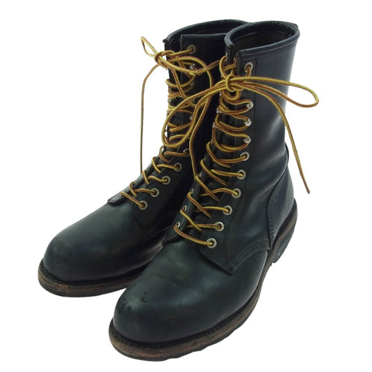RED WING レッドウィング 2218 USA製 スチールトゥ ロガーブーツ ブラック系 US9【中古】