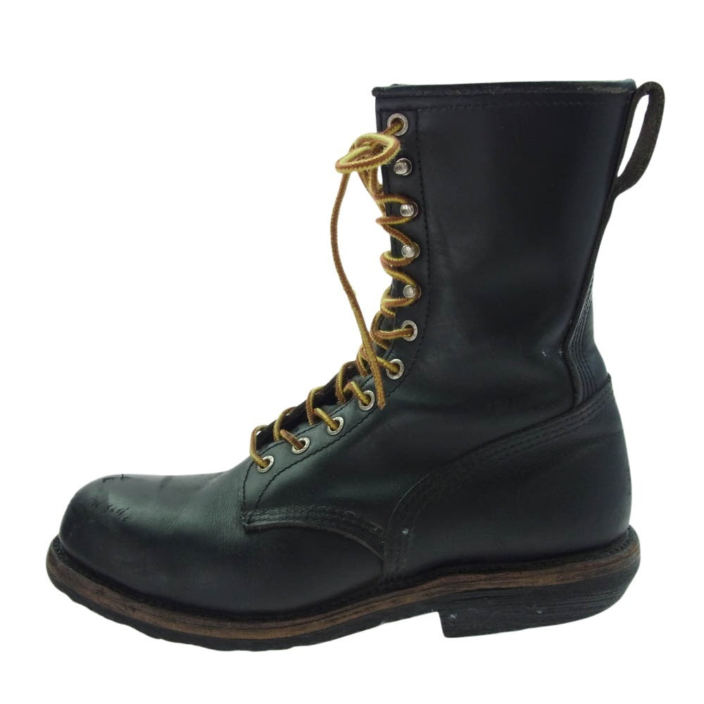 RED WING レッドウィング 2218 USA製 スチールトゥ ロガーブーツ ブラック系 US9【中古】