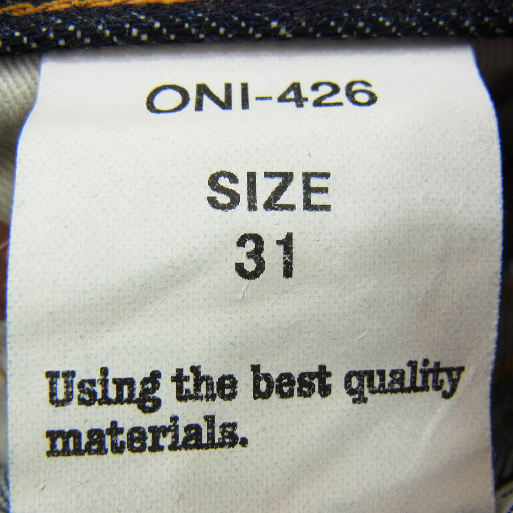 ONI DENIM 鬼デニム ONI-426 13oz デニム Lot.426 ブーツカット デニム パンツ 31インチ インディゴブルー系 31【美品】【中古】
