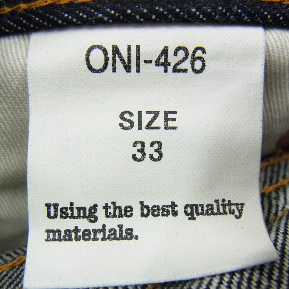 ONI DENIM 鬼デニム ONI-426 13oz デニム Lot.426 ブーツカット デニム パンツ 33インチ インディゴブルー系 33【美品】【中古】