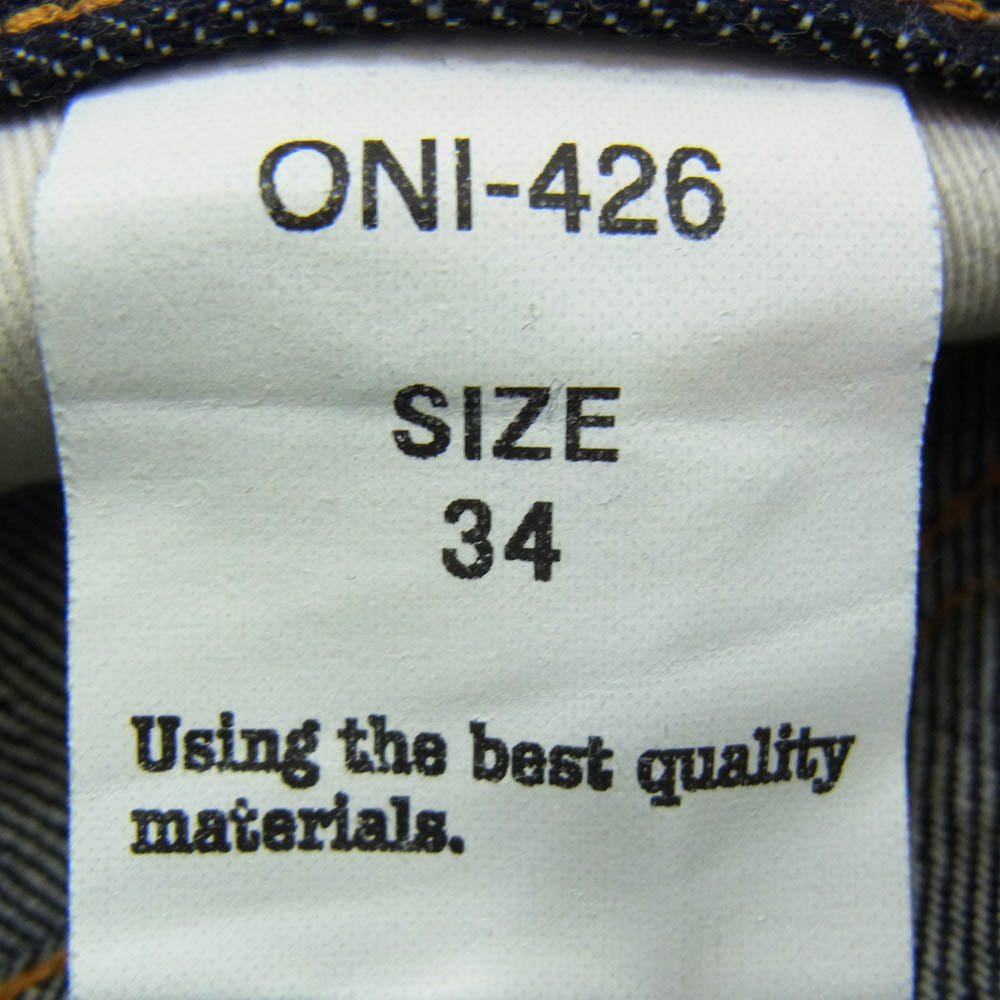 ONI DENIM 鬼デニム ONI-426 13oz デニム Lot.426 ブーツカット デニム パンツ 34インチ インディゴブルー系 34【美品】【中古】