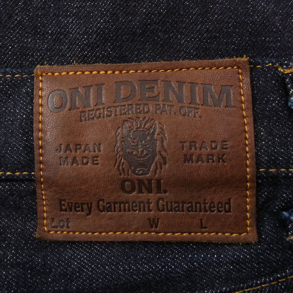 ONI DENIM 鬼デニム ONI-246-OLOL 縦緯先染め硫化 ニートストレート デニム パンツ インディゴブルー系 32【美品】【中古】