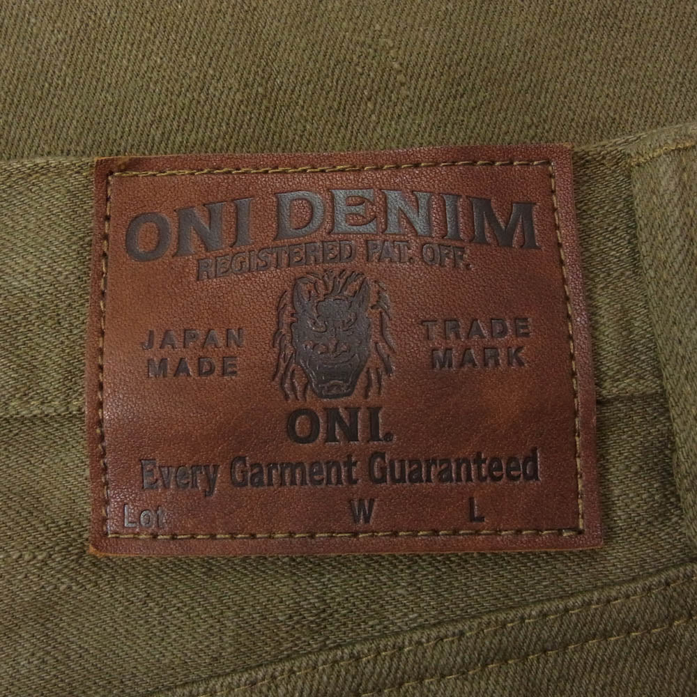ONI DENIM 鬼デニム ONI-246-OLOL 縦緯先染め硫化 ニートストレート デニム パンツ W31 カーキ系【美品】【中古】 ONI DENIM 鬼デニム ONI-246-OLOL 縦緯先染め硫化 ニートストレート