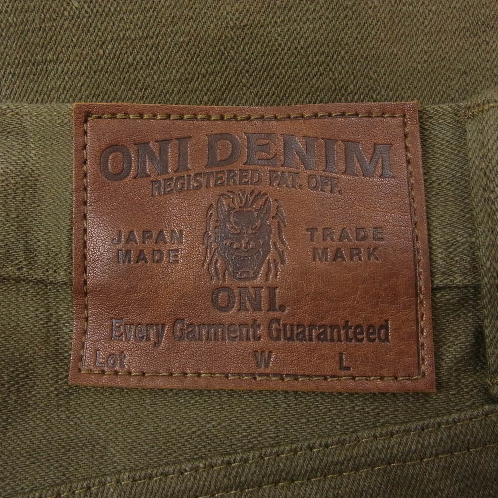 ONI DENIM 鬼デニム ONI-246-OLOL 縦緯先染め硫化 ニートストレート デニム パンツ カーキ系 36【美品】【中古】