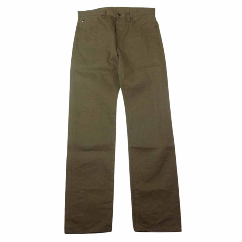 ONI DENIM 鬼デニム ONI-222 15oz ローテンション デニム スーパー ワイド ストレート パンツ カーキ系 33【美品】【中古】