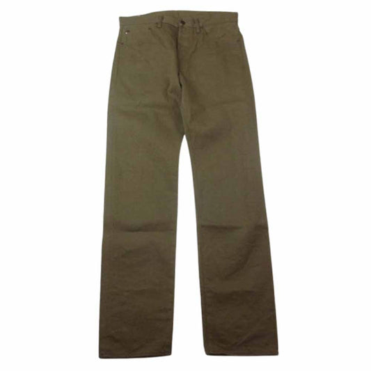 ONI DENIM 鬼デニム ONI-222 15oz ローテンション デニム スーパー ワイド ストレート パンツ カーキ系 33【美品】【中古】