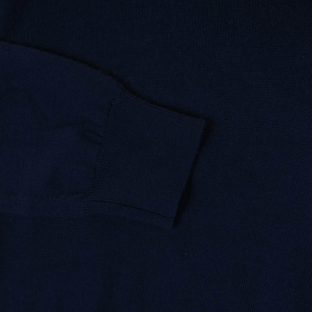 POLO RALPH LAUREN ポロ・ラルフローレン スリムフィット ウォッシャブル メリノウール 刺繍 Vネック ニット セーター ネイビー系 XS【中古】
