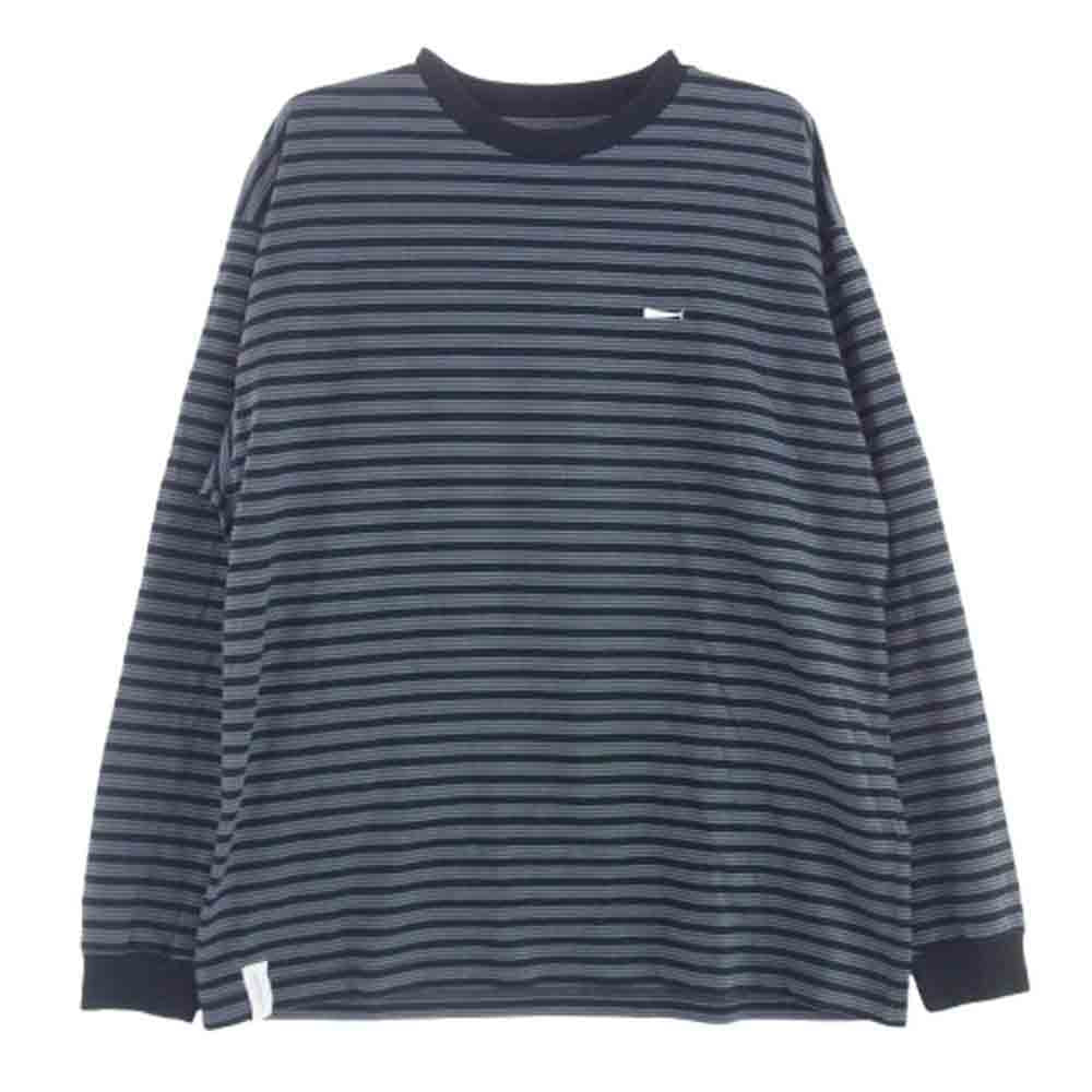 DESCENDANT ディセンダント ボーダー ロングスリーブ カットソー 長袖 ブラック系 3【中古】