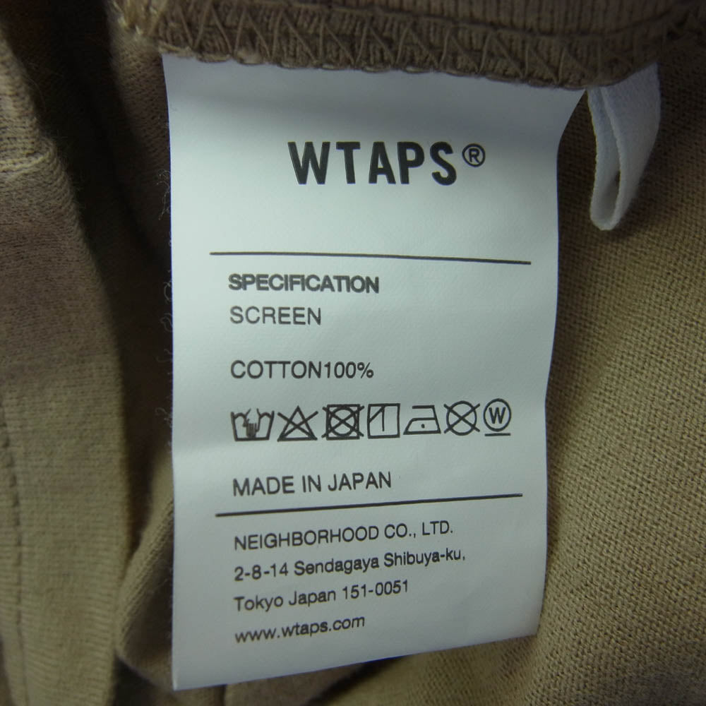 WTAPS ダブルタップス 21SS 211ATDT-LT02S URBAN TERRITORY L/S TEE プリント 長袖 Tシャツ ロングスリーブカットソー ブラウン系 4【中古】
