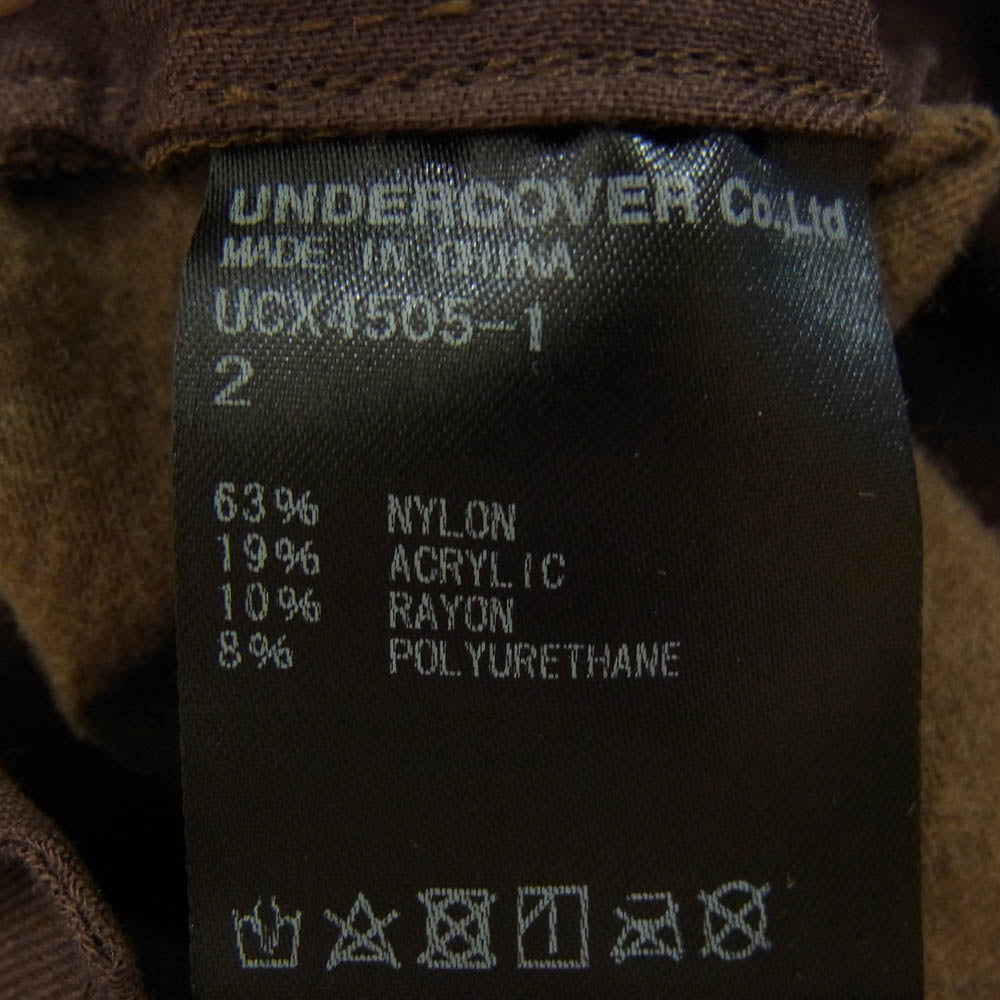 UNDERCOVER アンダーカバー 19SS UCX4505-1 industrial ambient elasticated pants バックプリント ナイロンパンツ ブラウン系 2【中古】