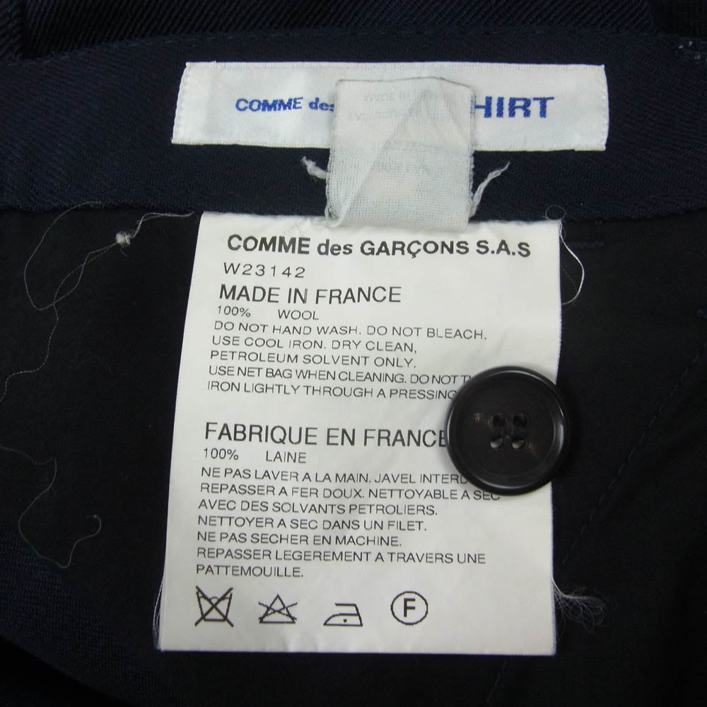 コムデギャルソンシャツ 15AW W23142 ウール クロップドパンツ ネイビー系 XS【中古】