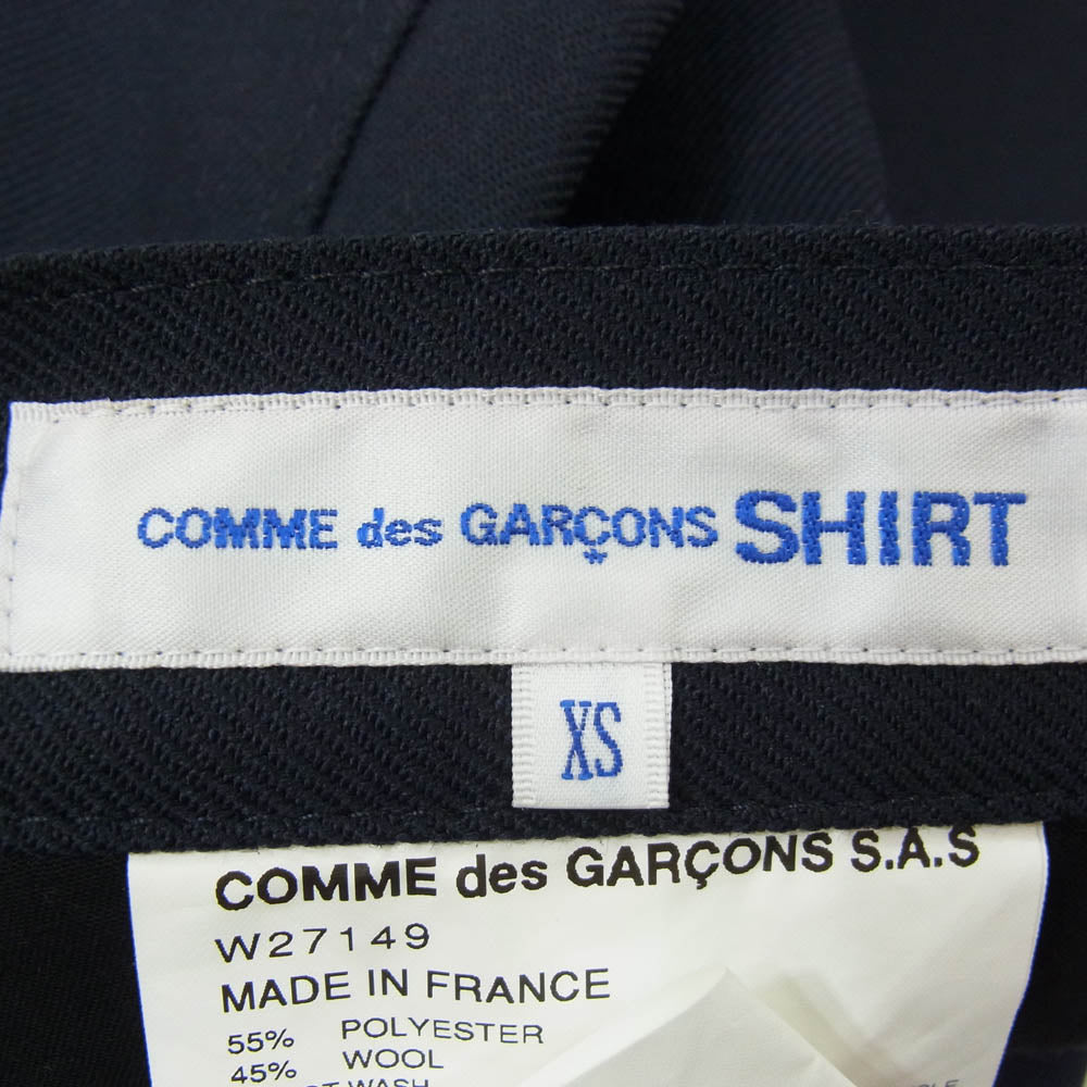 コムデギャルソンシャツ 19AW W27149 ポリエステル クレイジーパターン 切替 パンツ ネイビー系 XS【美品】【中古】