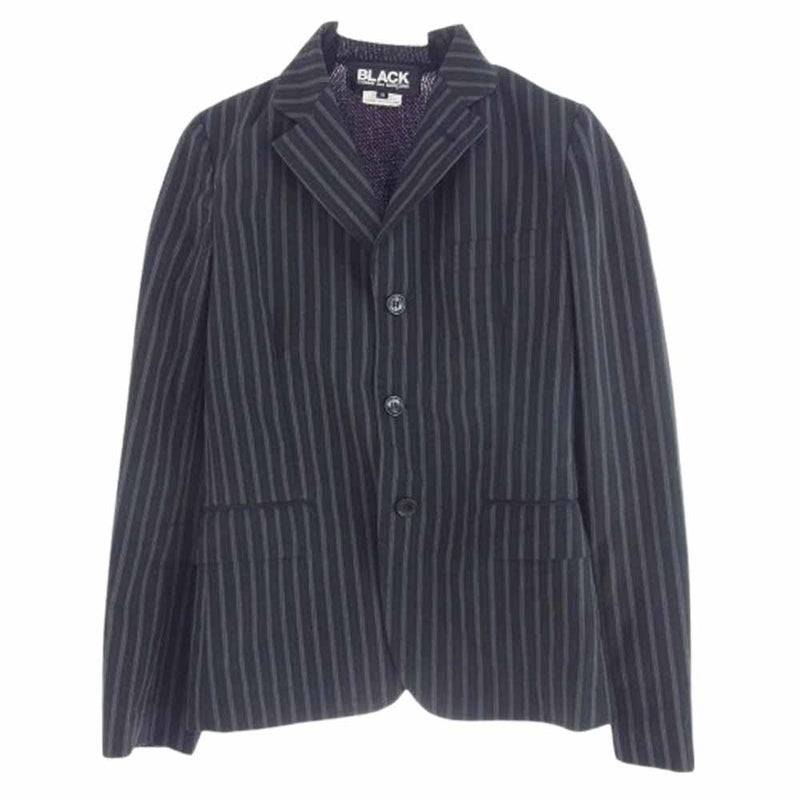 BLACK COMME des GARCONS ブラックコムデギャルソン 20SS 1E-J013 ニット切替 ストライプ テーラードジャケット ブラック系 S【中古】