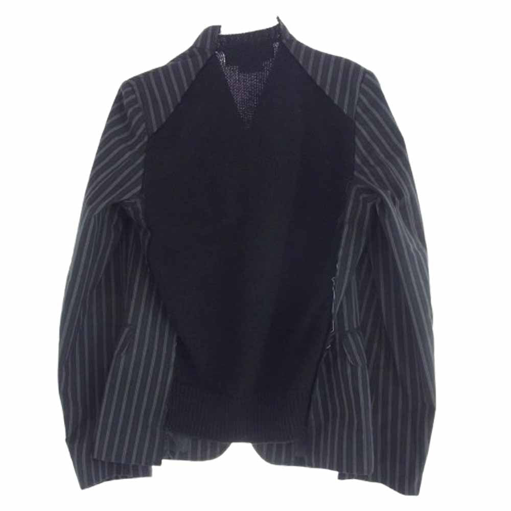 BLACK COMME des GARCONS ブラックコムデギャルソン 20SS 1E-J013 ニット切替 ストライプ テーラードジャケット ブラック系 S【中古】