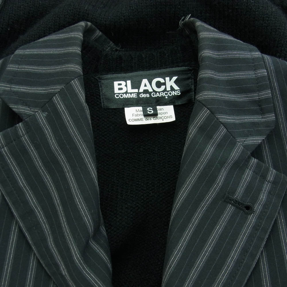 BLACK COMME des GARCONS ブラックコムデギャルソン 20SS 1E-J013 ニット切替 ストライプ テーラードジャケット ブラック系 S【中古】