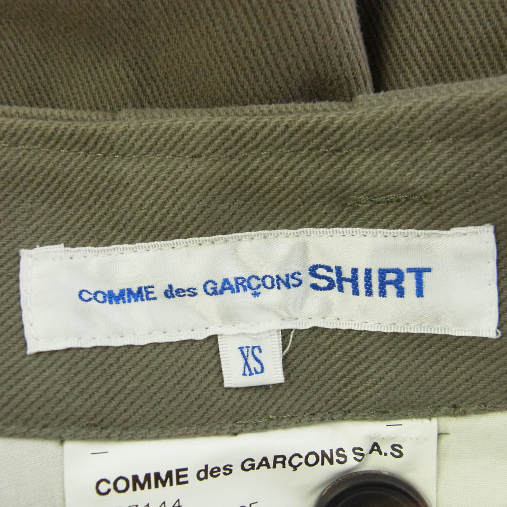 コムデギャルソンシャツ 19SS S27144 2タック ワイド テーパードパンツ カーキ系 XS【中古】