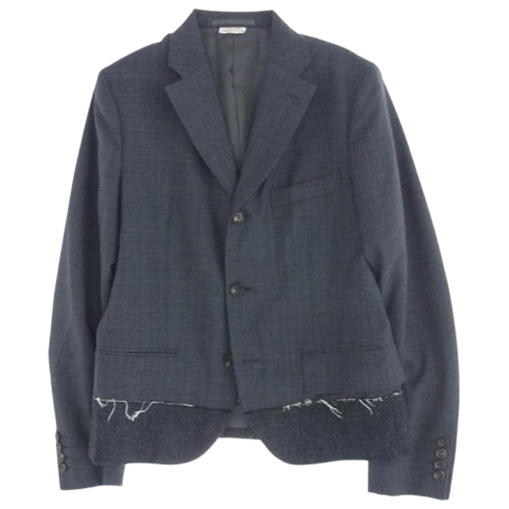 COMME des GARCONS HOMME DEUX コムデギャルソンオムドゥ 19AW DD-J028 ウール ドッキング チェック テーラードジャケット グレー系 XS【美品】【中古】