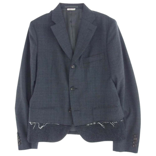 COMME des GARCONS HOMME DEUX コムデギャルソンオムドゥ 19AW DD-J028 ウール ドッキング チェック テーラードジャケット グレー系 XS【美品】【中古】